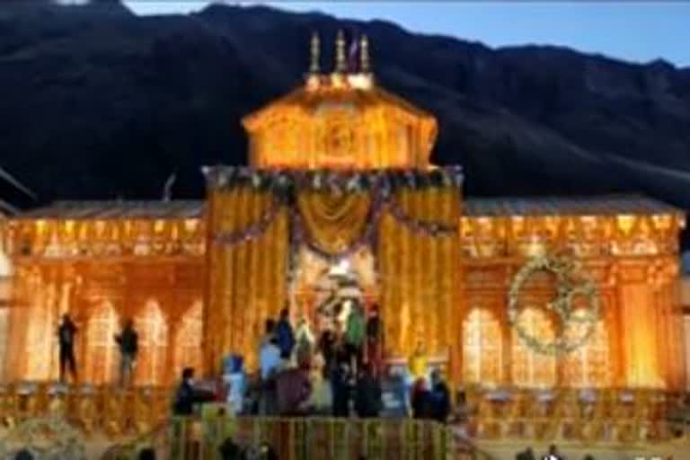 Badrinath temple decorated with marigold flowers on Deepawali