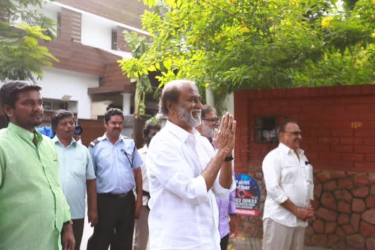 Rajinikanth wishes fans happy Diwali makes appearance out of house