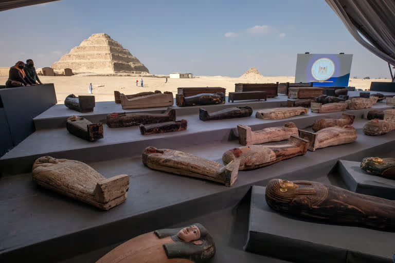 Egypt unveils ancient coffins, statues found in Saqqara