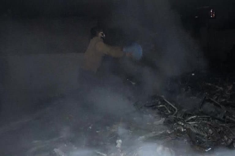 fire breaks out at two-wheeler showroom in jammu-kashmir