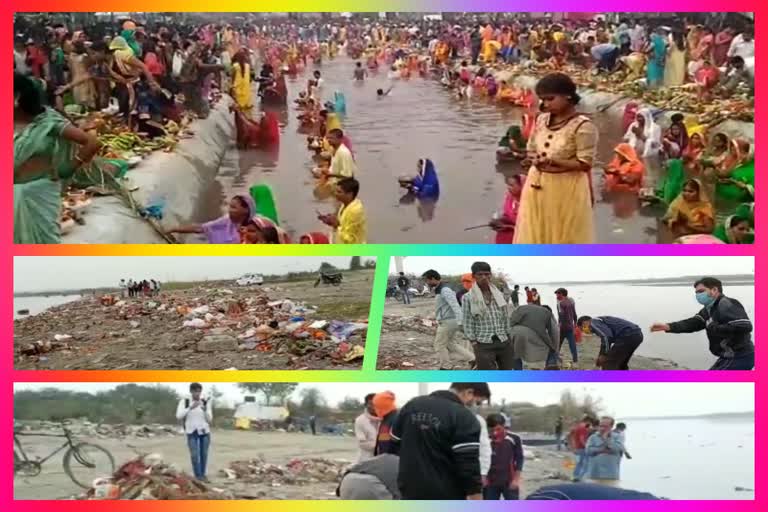 devotees preparing for chhath festival at burari