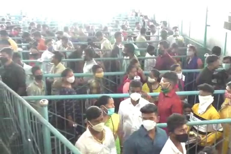 Crowd of devotees in the temple of Ekvira Devi lonavla