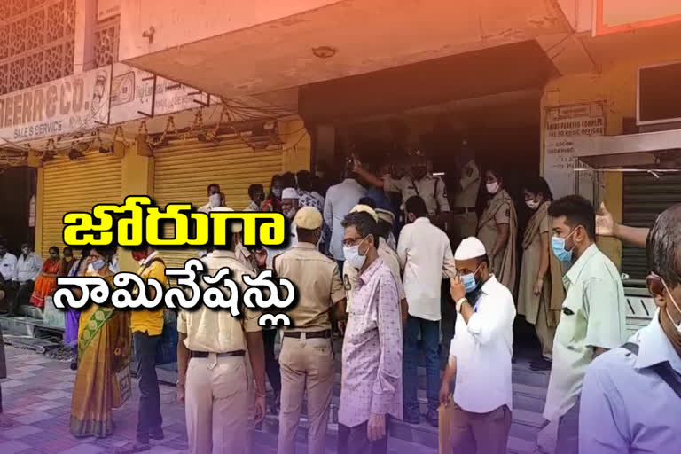 nominations filed by candidates for ghmc elections in Hyderabad