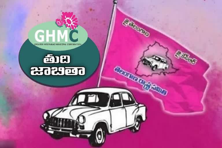 trs release candidate 3rd list for ghmc eletions in hyderabad