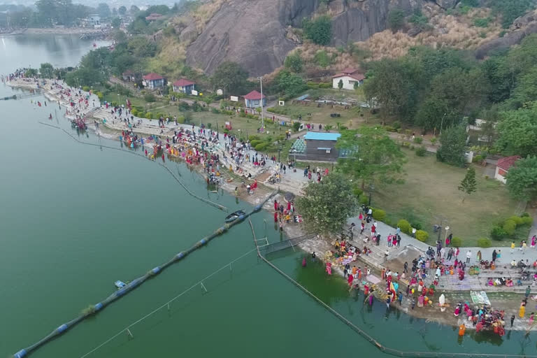 Drone camera surveillance of Chhath Puja in Ranchi