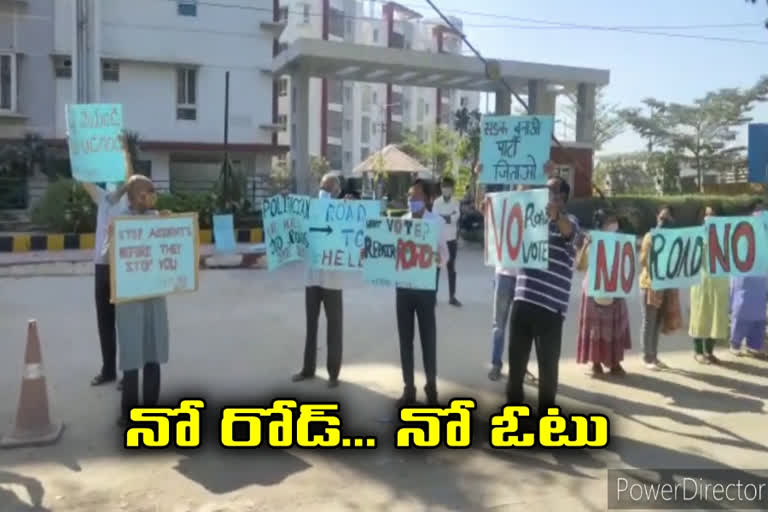 yapral people protest for road with no road no vote slogan