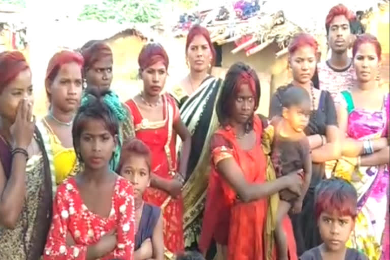 villagers applied red dye on hair to avoid corona