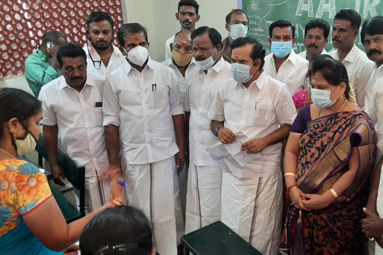 Former Minister paranjothi Visits Voter Camp