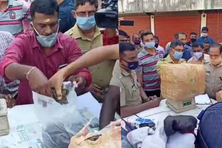 Two arrested with 22 kg cannabis  കഞ്ചാവ്  മാള  തൃശ്ശൂർ  തൃശ്ശൂർ വാർത്തകൾ  തൃശ്ശൂർ സിറ്റി പൊലീസ് കമ്മിഷണർ  ആർ ആദിത്യ  ഷാഡോ പൊലീസ്