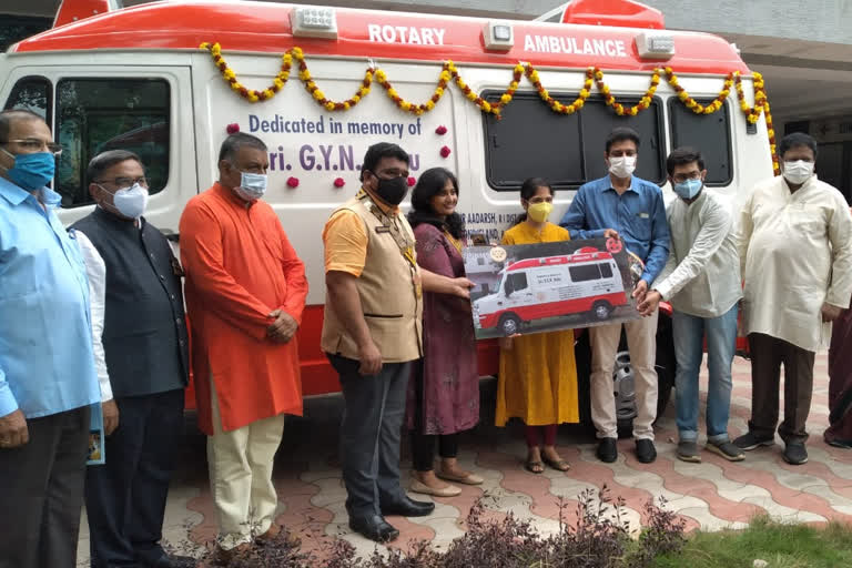 Ambulance donation to the Red Cross at guntur