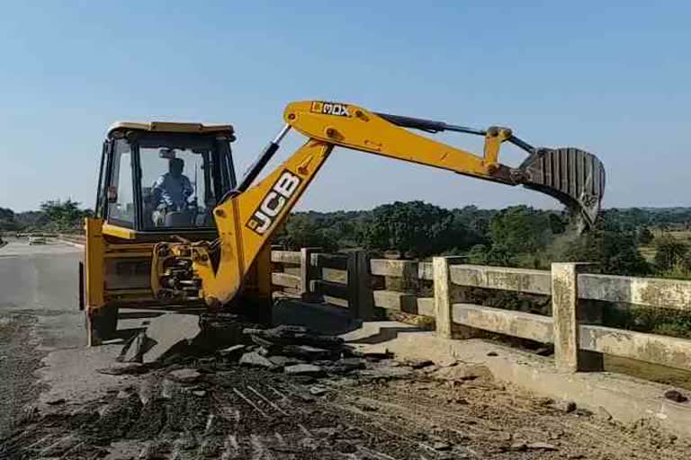 Bridge construction work on Mayurakshi River