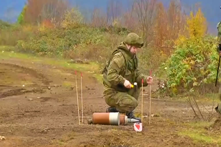 Russia sappers demine road in Nagorno-Karabakh