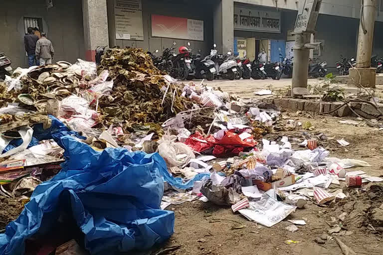 ppe kit used in garbage dump at district Headquarters premises in ghaziabad