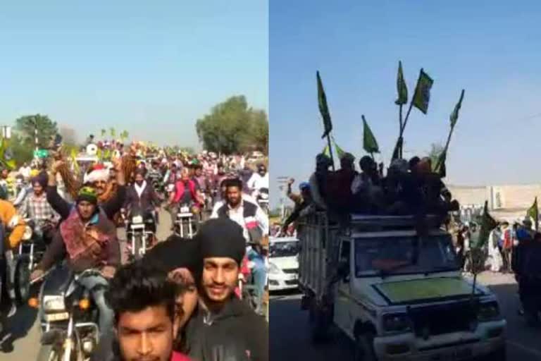 farmers 30 km long convoy left for delhi from jind