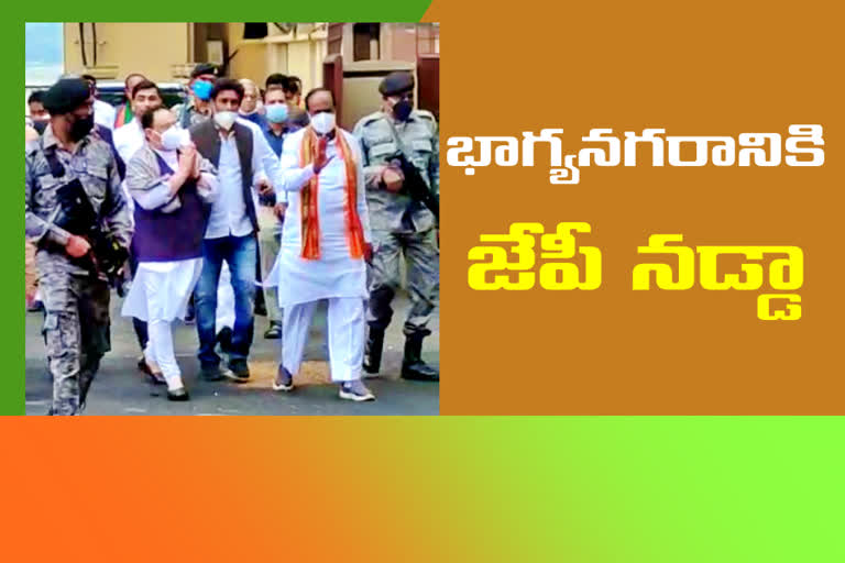 bjp national president jp nadda arrived in Hyderabad