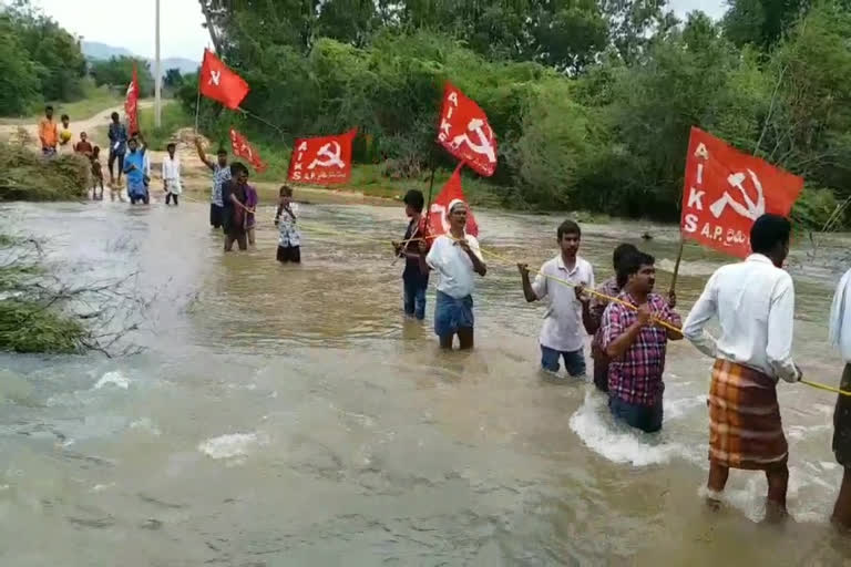 Farmers protested in the Udayagiri