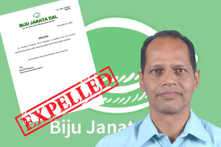 BJD expels MLA Pradeep Panigrahi for 'anti-people' activities