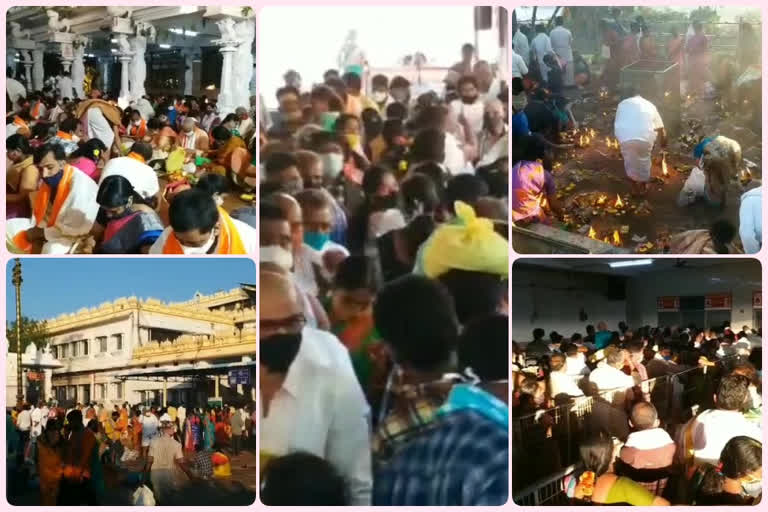 devotees crowd in Annavaram Temple