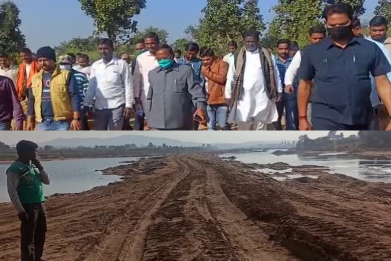 Ramvichar Netam visits illegal sand mining areas in Balrampur