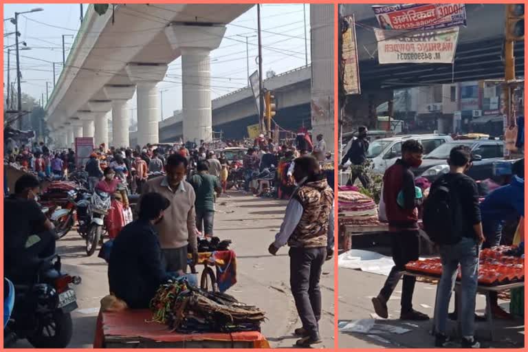 encroachment: The street shop started in Nangloi's Janata market in delhi,  Shopkeepers upset