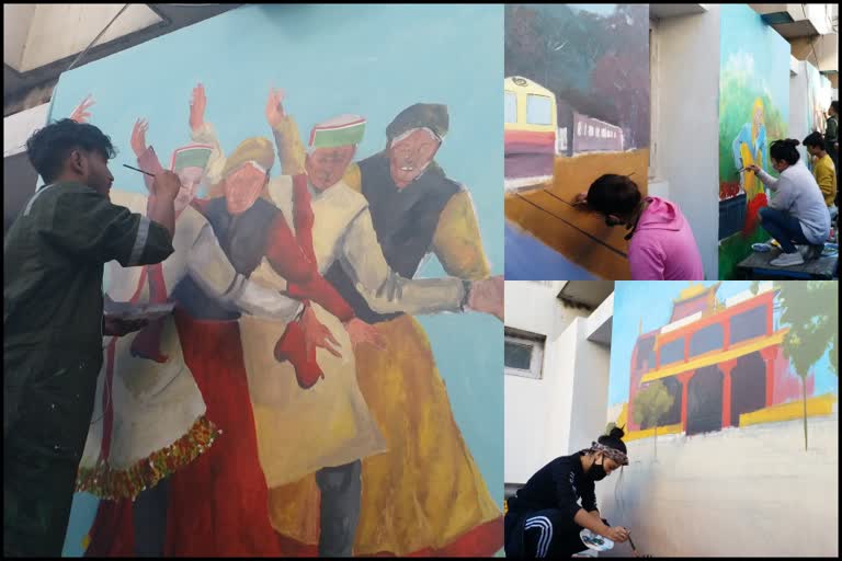 Language department is painting folk culture on walls in Solan