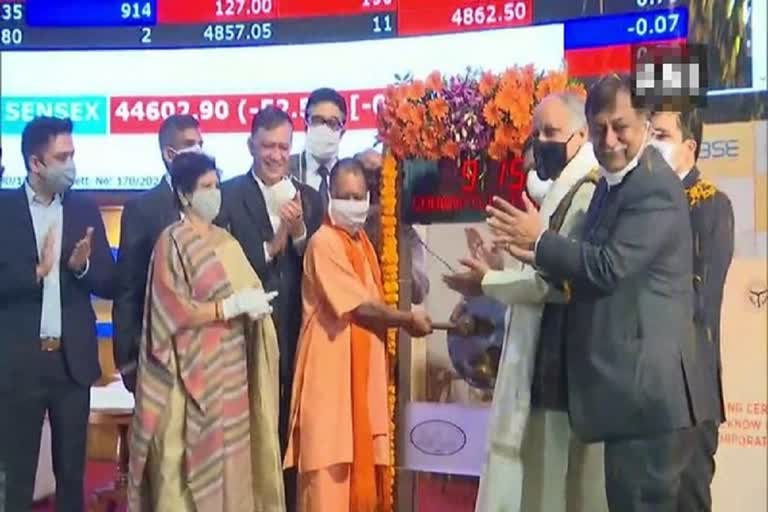 Yogi Adityanath rings bell at BSE