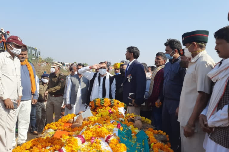 भरतपुर सूबेदार राजेंद्र गुर्जर को अंतिम विदाई, farewell to Bharatpur Subedar Rajendra Gurjar