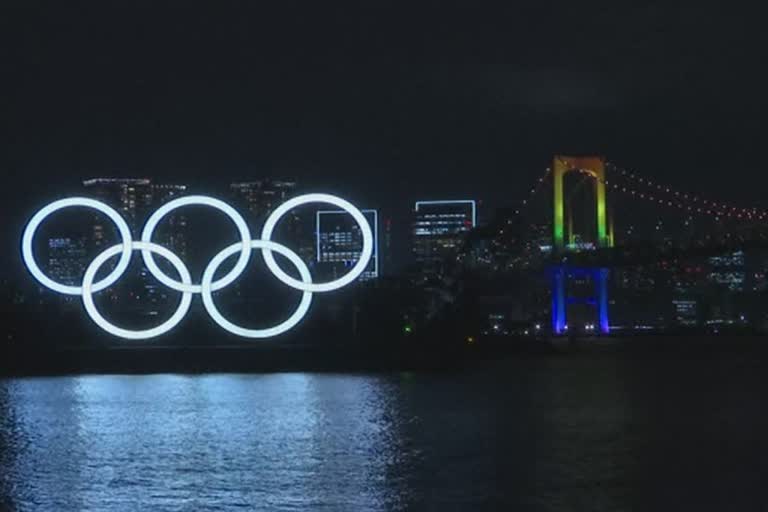 Olympic Rings  Tokyo  Tokyo Bay  COVID-19  ഒളിമ്പിക് പ്രതീക്ഷ വാര്‍ത്ത  ടോക്കിയോ ഗെയിംസ് വീണ്ടും വാര്‍ത്ത  olympic hope news  tokyo games again news