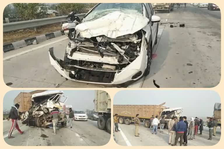 Accident on Eastern Peripheral Expressway due to dense fog in ghaziabad