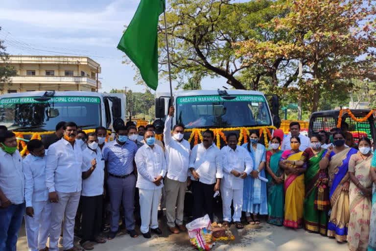 minister errabelli started new vehicles at greater  warangal  today