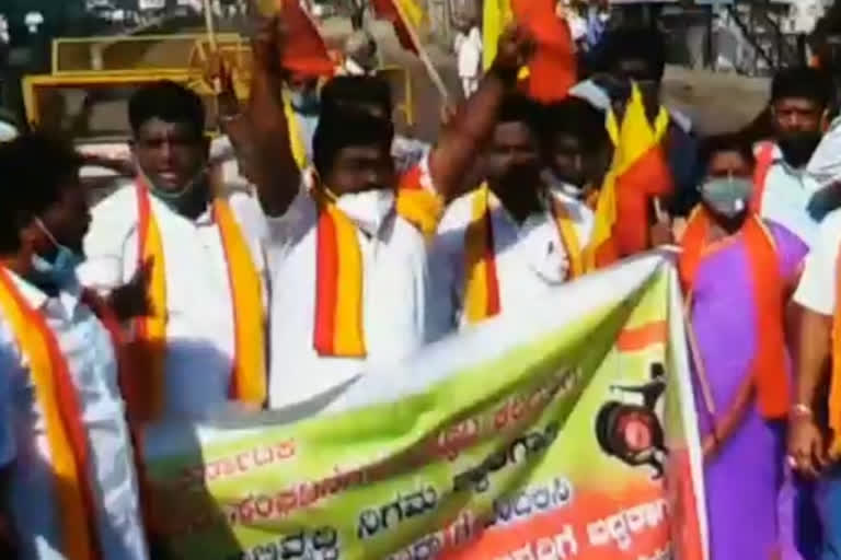 kannada organizations protest against maratha development authority in gulbarga