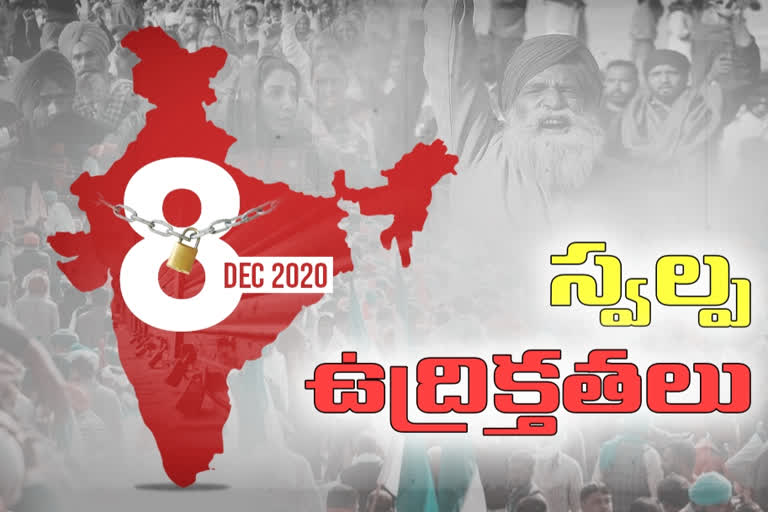 భారత్​ బంద్​ ప్రశాంతం... అక్కడక్కడ స్వల్ప ఉద్రిక్తతలు