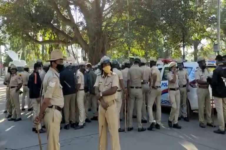 tight police security in the Bangalore city