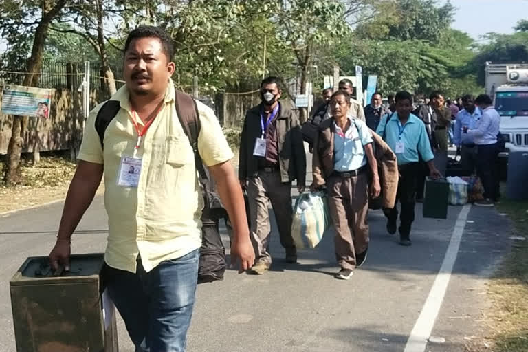 Chirang Ofiicials going to polling station