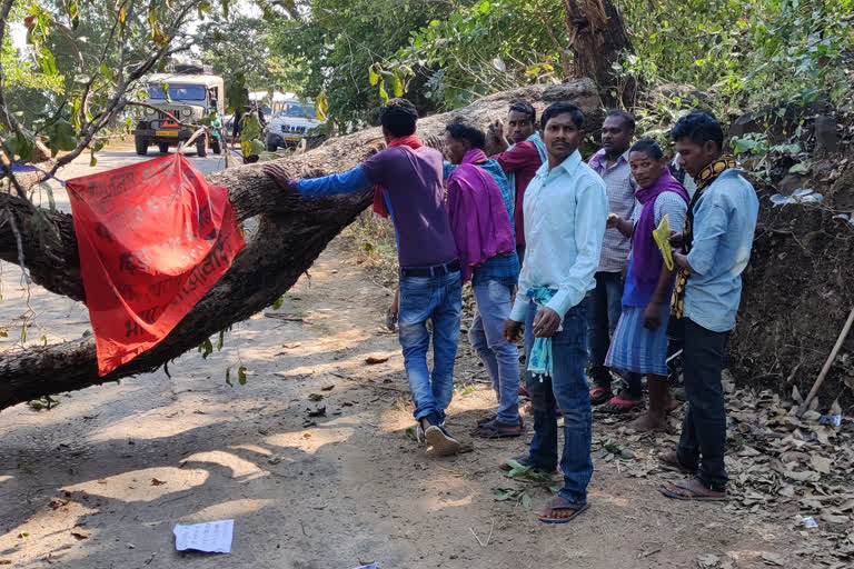 Naxalites blocked road by cutting 7 trees