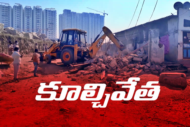 Removal of illegal structures in Pond land at kukatpally hyderabad