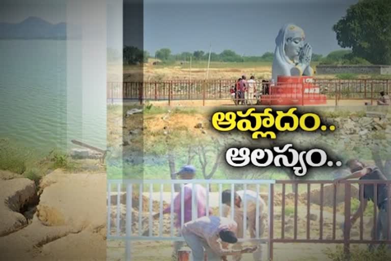 నీరుగారిపోతున్న సర్కారు సంకల్పం... మినీ ట్యాంక్​బండ్ నిర్మాణాల్లో జాప్యం​