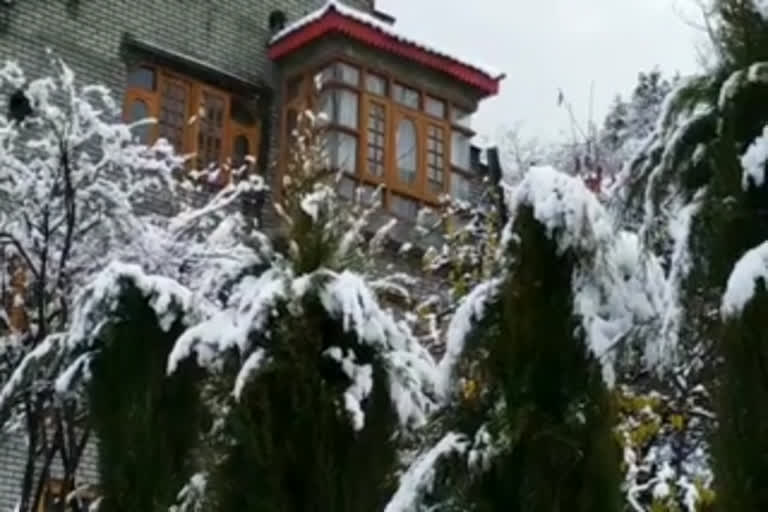 Season's first snowfall lashes Kashmir  Snowfall in Kashmir  Kashmir receives seasons' first snowfall  Kashmir snowfall  മഞ്ഞിൽ പുതഞ്ഞ് കശ്‌മീർ വാർത്ത  താഴ്‌വരയിൽ സീസണിലെ ആദ്യ മഞ്ഞുവീഴ്‌ച വാർത്ത  ശ്രീനഗർ വാർത്ത  കശ്‌മീരിലെ സമതലപ്രദേശങ്ങൾ വാർത്ത  കശ്‌മീരിലെ ഉയർന്ന പ്രദേശങ്ങൾ മഞ്ഞ് വാർത്ത  kashmir snow news  ladakh snoefall news