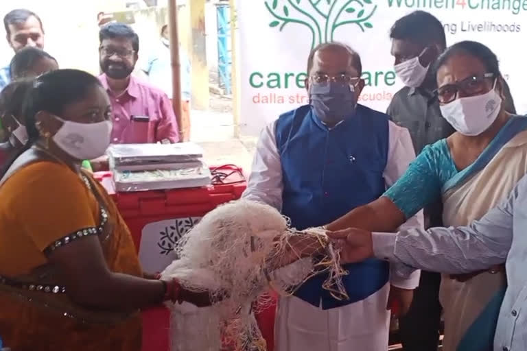 Distribution of nets and equipment to fishermen in Vijayawada