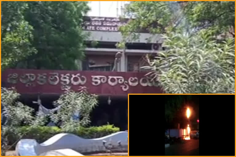 fire to cuurrent pole at karnool  collectorate