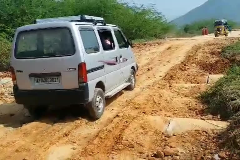 road damaged with rains in thallapaka kadapa district