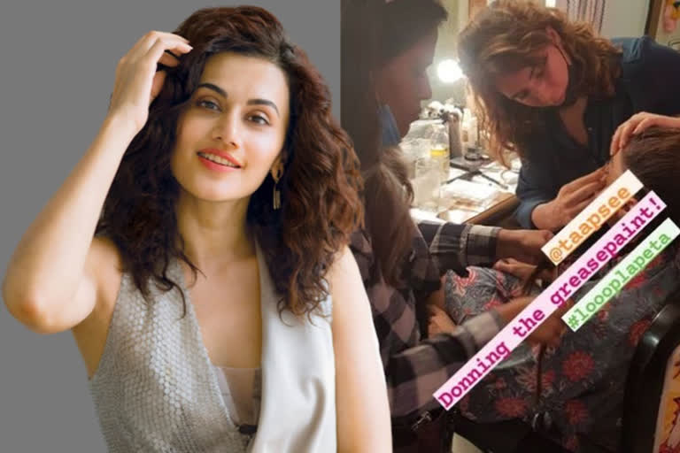 Taapsee shoots for Looop Lapeta, terms makeup 'greasepaint'