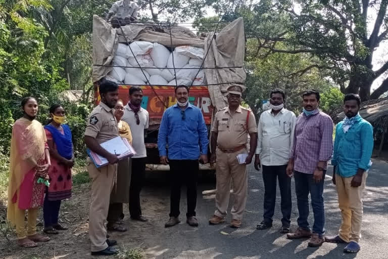 Seizure of illegally moving rice at eastgodavari district