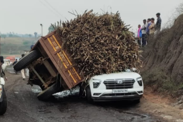 tractor fell on the car