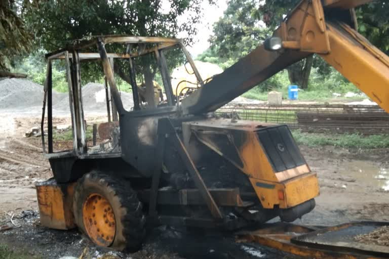 Naxalites set fire to JCB in bijapur