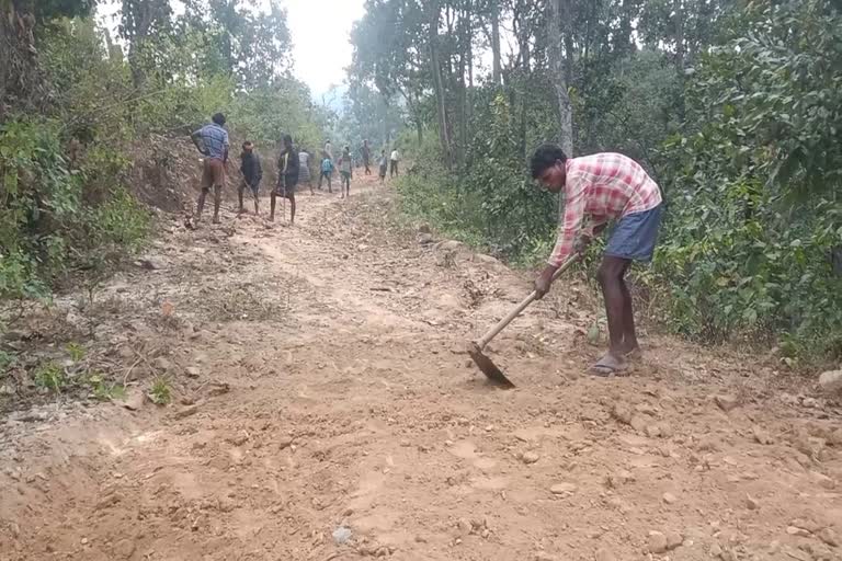 Villagers building roads