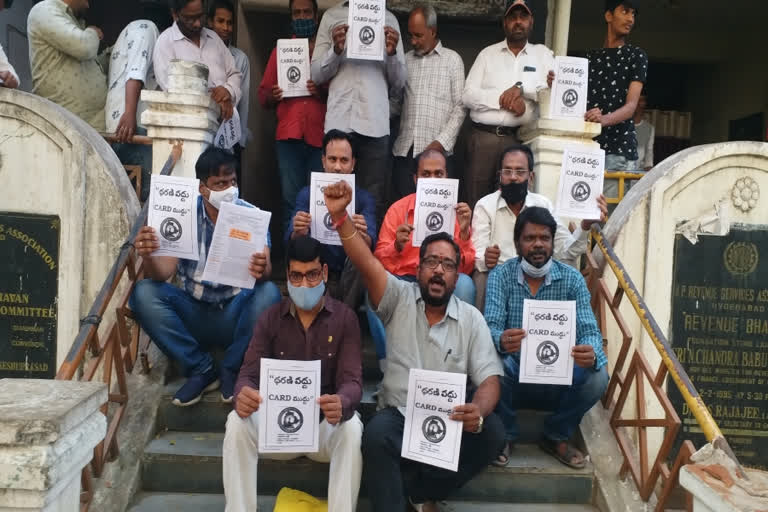 Document writers dharna at Azampura sub registrar office to stop dharani portal registrations