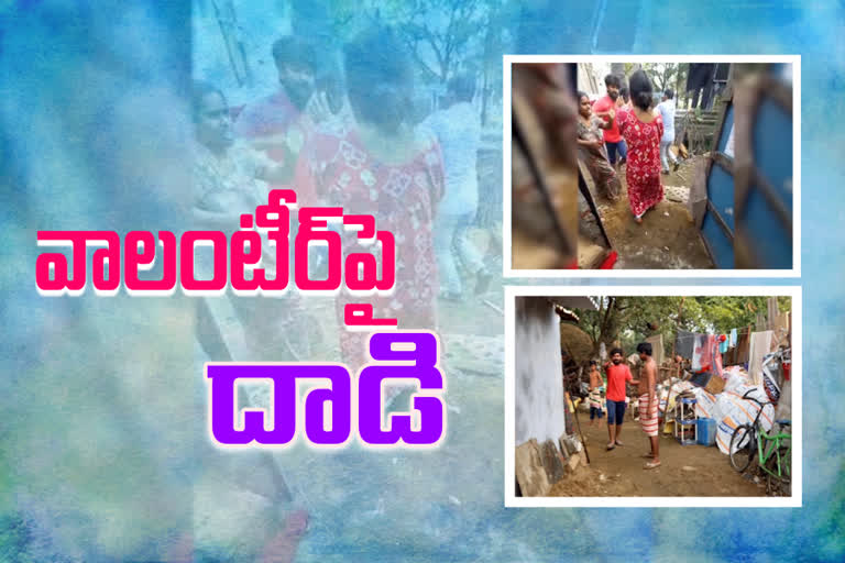 A local ycp leader was attacked by a female volunteer in Kakinada.