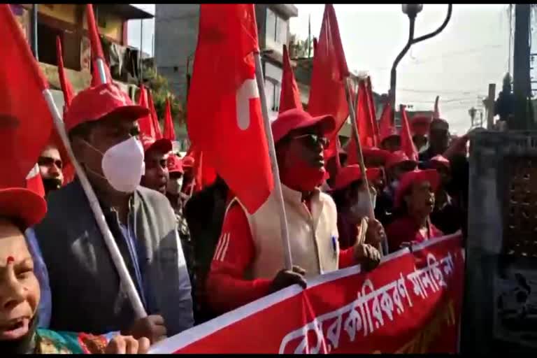 cpim staged protest in tripura demanding exemption of electricity bill