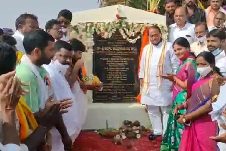 minister allola indrakaran reddy inaugurate sri sathyanarayana swamy temple in ganjal